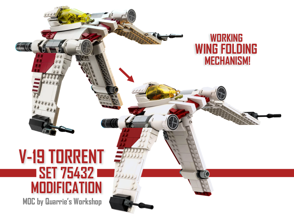 Lego V-19 Torrent Starfighter (Set 75432 working mechanism modification)