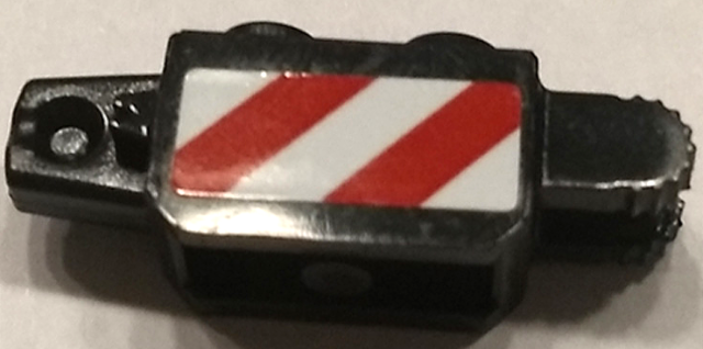 Lego Hinge Brick 1 x 2 Locking with Red and White Danger Stripes Pattern on Both Sides (Stickers) - Set 60132