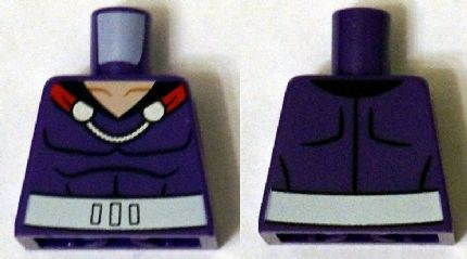 Lego Torso Muscles Outline with Cape Clasps and White Sash Pattern / Dark Purple