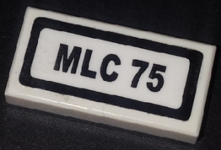Lego Tile 1 x 2 with Black 'MLC 75' Pattern (Sticker) - Set 40220