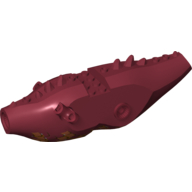 Lego Creature Body Part, Dragon Torso with Spikes and Gold Ventral Scales Print / Dark Red