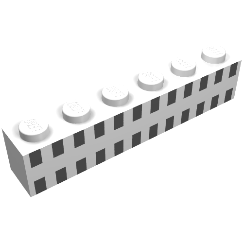 Lego Brick 1 x 6 with 24 Black Squares Print