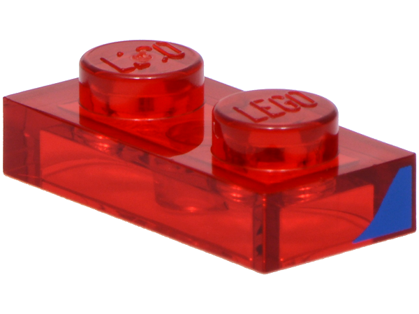Lego Plate 1 x 2 with Blue Curved Stripe Pattern Model Left Side