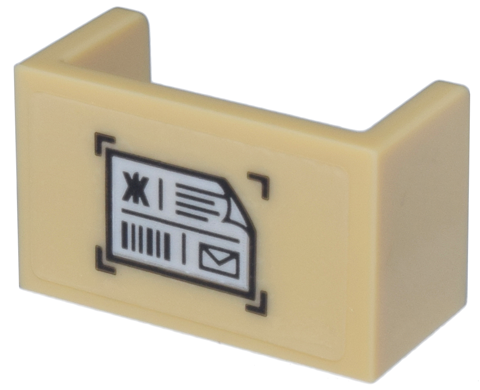 Lego Panel 1 x 2 x 1 with Rounded Corners and 2 Sides with White Shipping Label with Black Envelope and Barcode Pattern (Sticker) - Set 71799