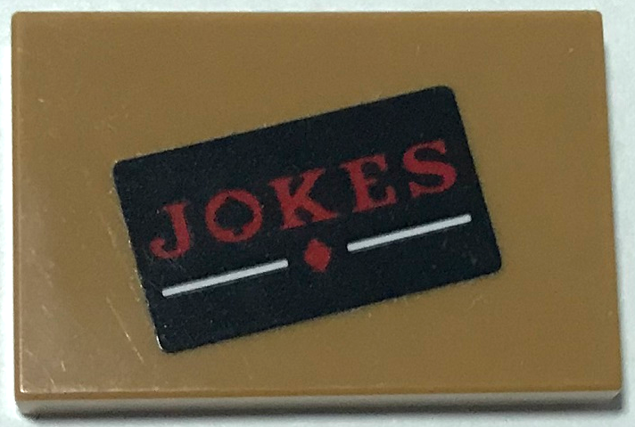 Lego Tile 2 x 3 with Red 'JOKES' and Diamond on Black Background Pattern (Sticker) - Set 70922