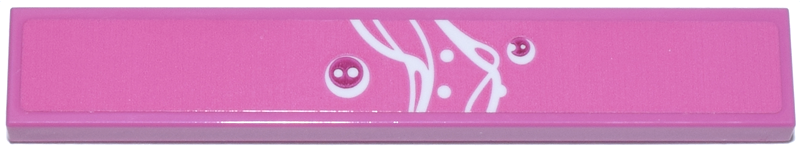 Lego Tile 1 x 6 with White Curved Lines and Dots and Magenta Circles Pattern (Sticker) - Set 77241 / Dark Pink