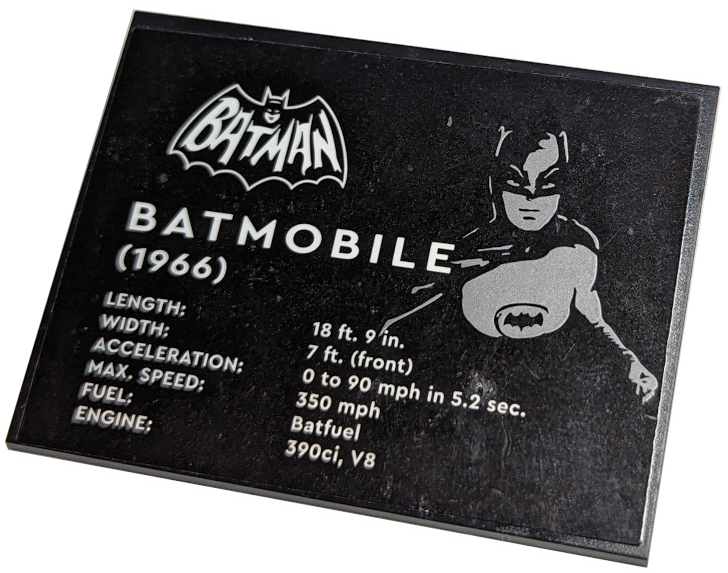 Lego Slope 10 6 x 8 with Batman Logo and 'BATMOBILE (1966)' Pattern (Sticker) - Set 76188