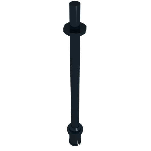 Lego Bar 8L - Two Stop Rings / One Pin, Technic Figure Ski Pole [Flat End] / Black