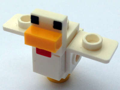 Lego Minecraft Chicken, Wings Spread, Yellow Feet (Thin Neck Bracket) - Brick Built