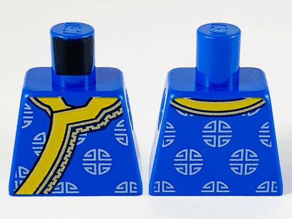 Lego Torso Changshan, White Yellow Hems and Silver Circle Designs Pattern / Blue