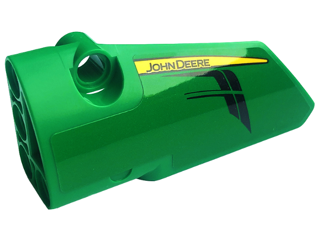 Lego Technic, Panel Fairing # 3 Small Smooth Long, Side A with Black 'JOHN DEERE' on Yellow Stripe and Black Air Vents Pattern (Sticker) - Set 42136