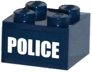 Lego Brick 2 x 2 with White 'POLICE' Pattern (Sticker) - Set 60068