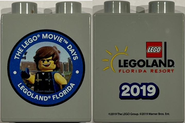 Lego Duplo, Brick 1 x 2 x 2 with The LEGO Movie Days LEGOLAND Florida Resort 2019, Rex Dangervest Minifigure Pattern