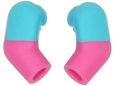 Lego Arm, (Matching Left and Right) Pair with Molded Medium Azure Short Sleeves  Pattern / Dark Pink
