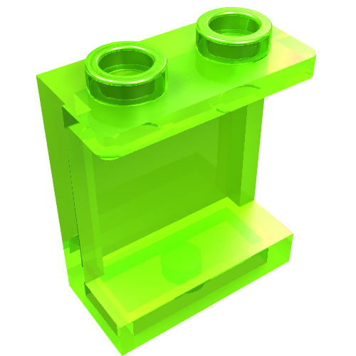 Lego Panel 1 x 2 x 2 [Side Supports / Hollow Studs] / Trans-Bright Green