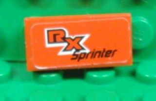 Lego Tile 1 x 2 with 'RX Sprinter' Pattern (Sticker) - Set 8655 / Red