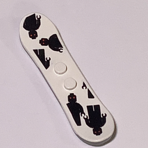 Lego Sports Snowboard with Black Minifigs Print, Dark Gray Bottom