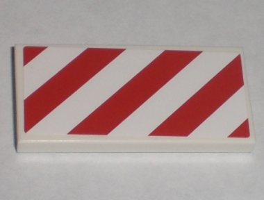 Lego Tile 2 x 4 with Red and White Danger Stripes Pattern Left (Sticker) - Set 7593