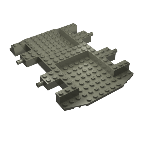Lego Vehicle Base 12 x 18 x 1 1/3, Recessed Surface, Cutouts, Wedged Front
