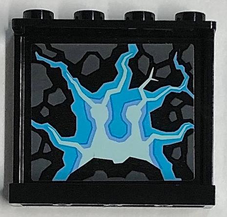 Lego Panel 1 x 4 x 3 with Side Supports - Hollow Studs with Stone and Energy Pattern (Sticker) - Set 70356