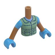 Lego Minidoll Torso Girl with Medium Blue Shirt, Olive Green Bodywarmer, Medium Nougat Arms, Medium Blue Hands / Medium Nougat