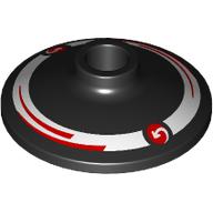 Lego Dish 2 x 2 Inverted [Radar] with White Circle, Arrow, Red Strips, Dots Print