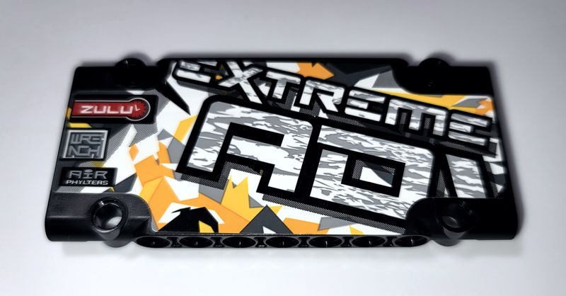 Lego Technic, Panel Plate 5 x 11 x 1 with White and Dark Bluish Gray 'EXTREME' and 'ADV' on Stone Background Pattern (Sticker) - Set 42069