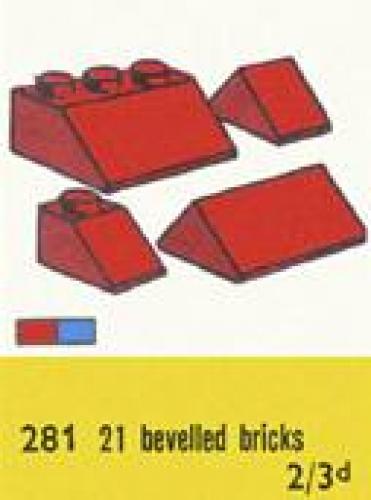 Lego 1 x 2 and 3 x 2 Sloping Bricks, Red