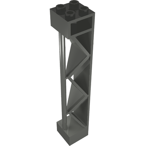 Lego Support 2 x 2 x 10 Girder Triangular Vertical - Type 2 - Open Side Top, 1 Post & 1 Panel / Dark Bluish Gray