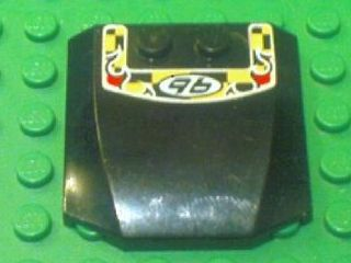 Lego Wedge 4 x 4 x 2/3 Triple Curved with '96' on Yellow and Black Checkered Pattern (Sticker) - Set 8648
