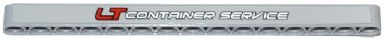 Lego Technic, Liftarm Thick 1 x 15 with 'LT CONTAINER SERVICE' Pattern (Sticker) - Set 42024 / Light Bluish Gray