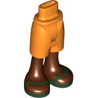 Lego Minidoll Hips and Mid-Length Shorts with reddish Brown Legs, Dark Green Sandals Print