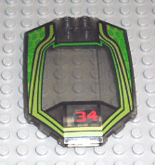 Lego Windscreen 8 x 6 x 2 Curved Sloped Sides with Lime and Green RC Racer and Red Number 34 Pattern (Sticker) - Set 4589
