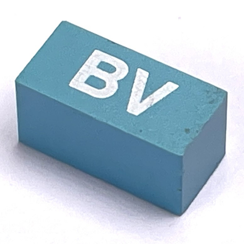 Lego Modulex Tile 1 x 2 with White 'BV' Print, without Internal Supports / Modulex Light Gray