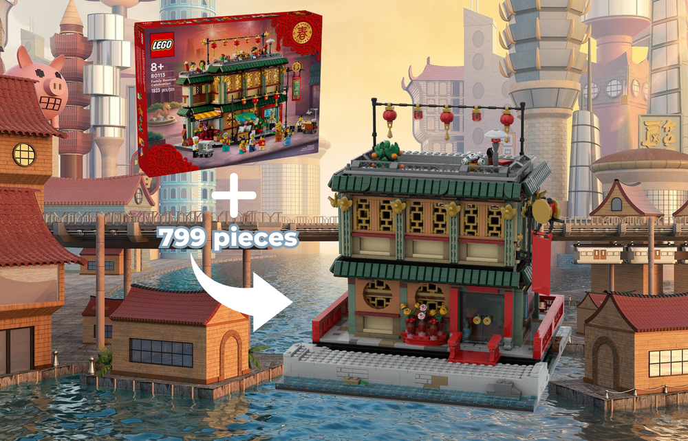 Lego Chinese Restaurant on water (Ninjago City Expansion/Modular) - Mod of 80113