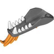 Lego Creature Body Part, Dragon Head Lower Jaw with White Teeth and Orange Spines Print