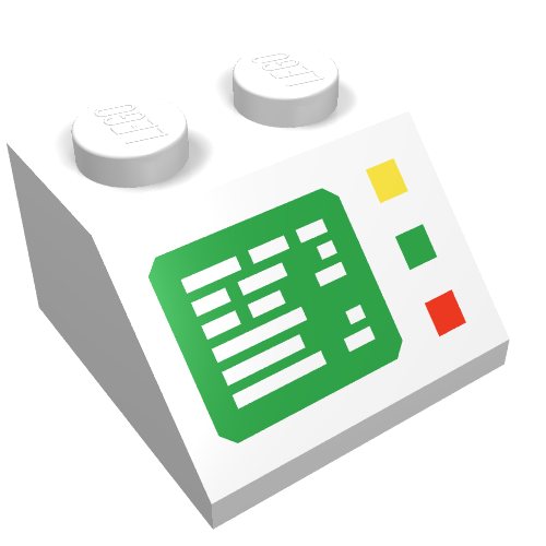 Lego Brick Sloped 45° 2 x 2 with Computer Screen Print / White
