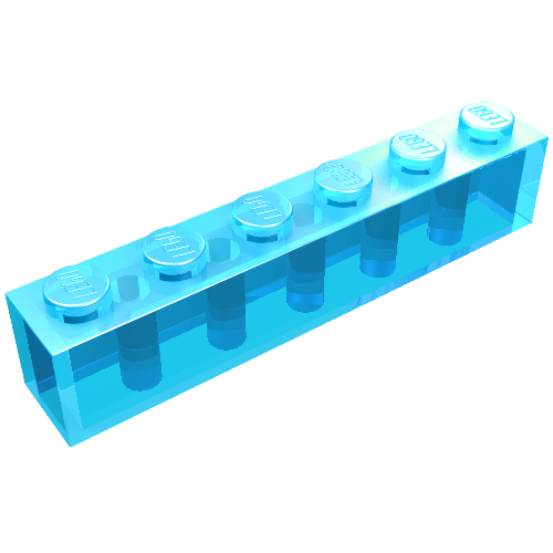 Lego Brick 1 x 6 / Trans-Light Blue