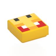 Lego Tile 1 x 1 with Pixelated Bee Face, Red Eyes Print / Yellow