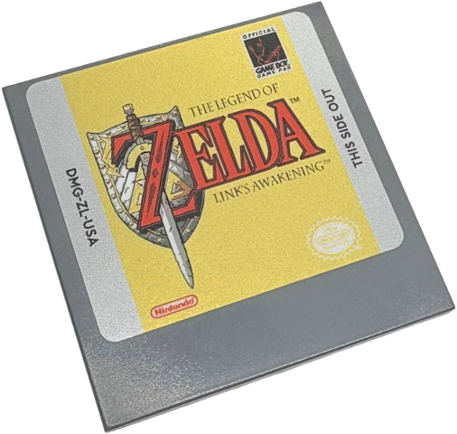 Lego Tile 6 x 6 with Bottom Tubes, Textured Surface with 'THE LEGEND OF ZELDA LINK'S AWAKENING' Nintendo Game Boy Game Pak Cartridge Pattern (Sticker) - Set 72046