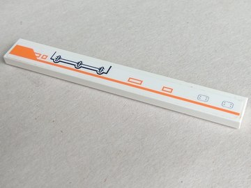 Lego Tile 1 x 8 with Orange Line and Mechanical Pattern Model Left Side (Sticker) - Set 7645
