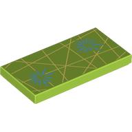 Lego Tile 2 x 4 with Dark Turquoise Flower, Yellowish Yellow Stripes Print