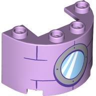 Lego Cylinder Half 2 x 4 x 2 with 1 x 2 Cutout with Round Window, Bricks Print / Lavender