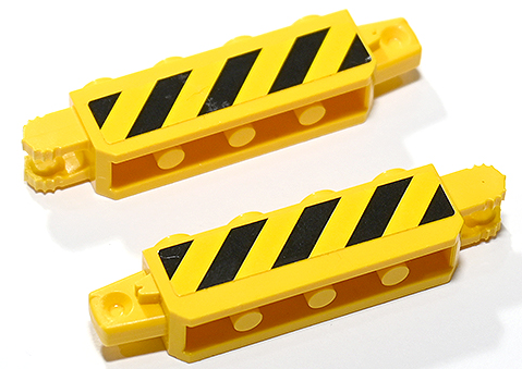Lego Hinge Brick 1 x 4 Locking with Black Danger Stripes on Yellow Background Pattern on Both Sides (Stickers) - Sets 60124 / 60292