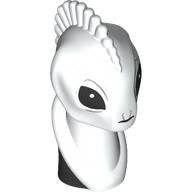 Lego Minifig Head Special, Long Neck, Frill, Kaminoan, Black Eyes, Neck Print / White