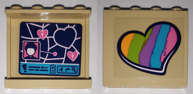 Lego Panel 1 x 4 x 3 with Side Supports - Hollow Studs with Rainbow Heart on Outside and Map with Hearts Pattern on Inside (Stickers) - Set 41340