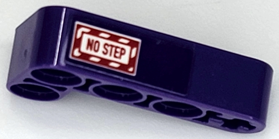 Lego Technic, Liftarm, Modified Bent Thick L-Shape 2 x 4 with Red and White 'NO STEP' and Danger Stripes Pattern Model Left Side (Sticker) - Set 42069