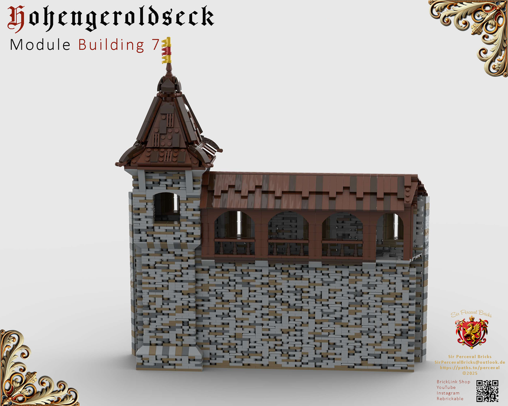 Lego Building 07 Castle Hohengeroldseck - Castle wall with tower (Castle Part 1)