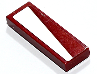 Lego Tile 1 x 3 with Dark Red Triangle on White Background Pattern Model Left Side (Sticker) - Set 75333 / Dark Red
