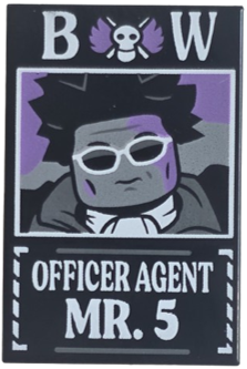 Lego Tile 2 x 3 with Dossier with White 'BW Officer Agent Mr. 5' Pattern / Black
